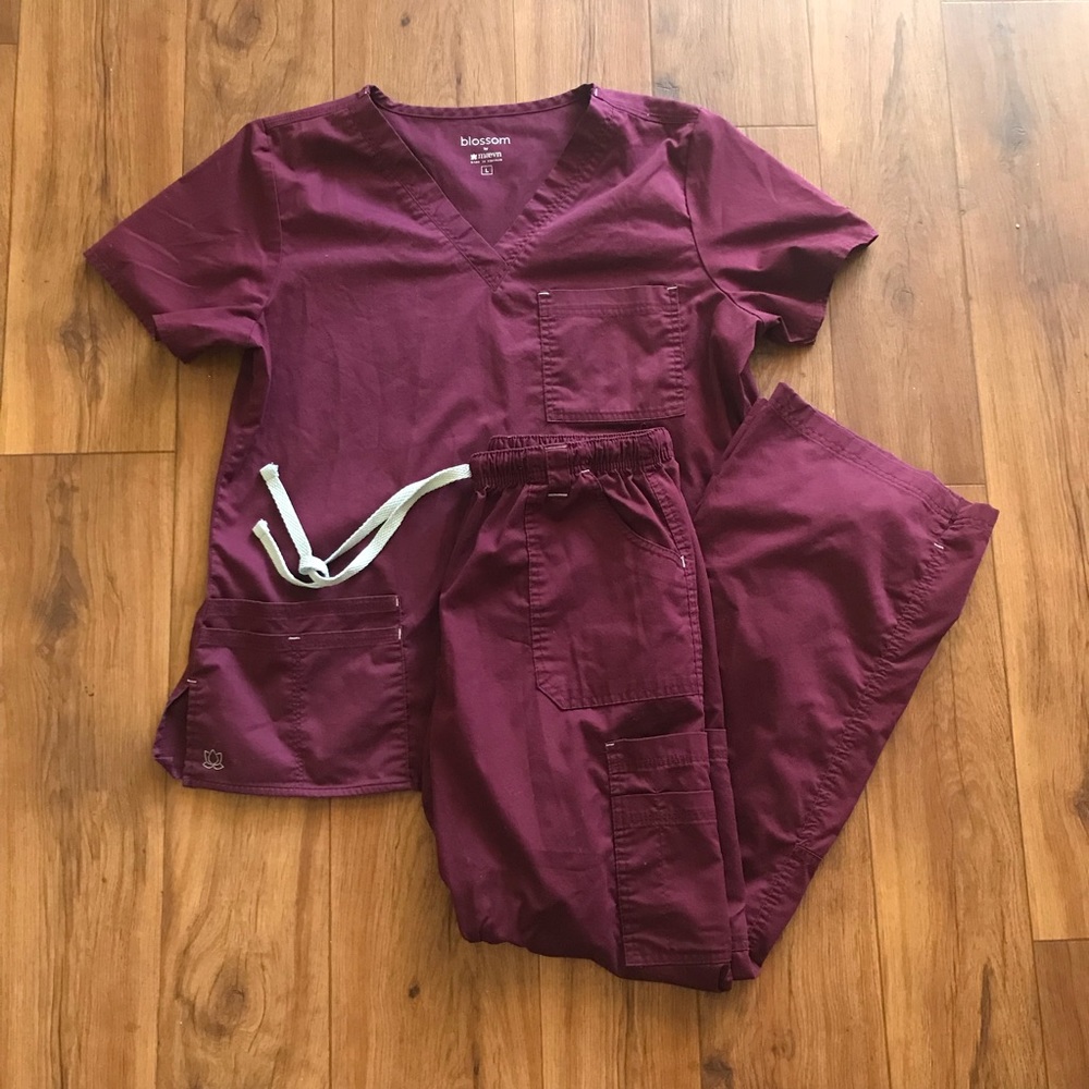 Maevn Maroon Scrubs Set
